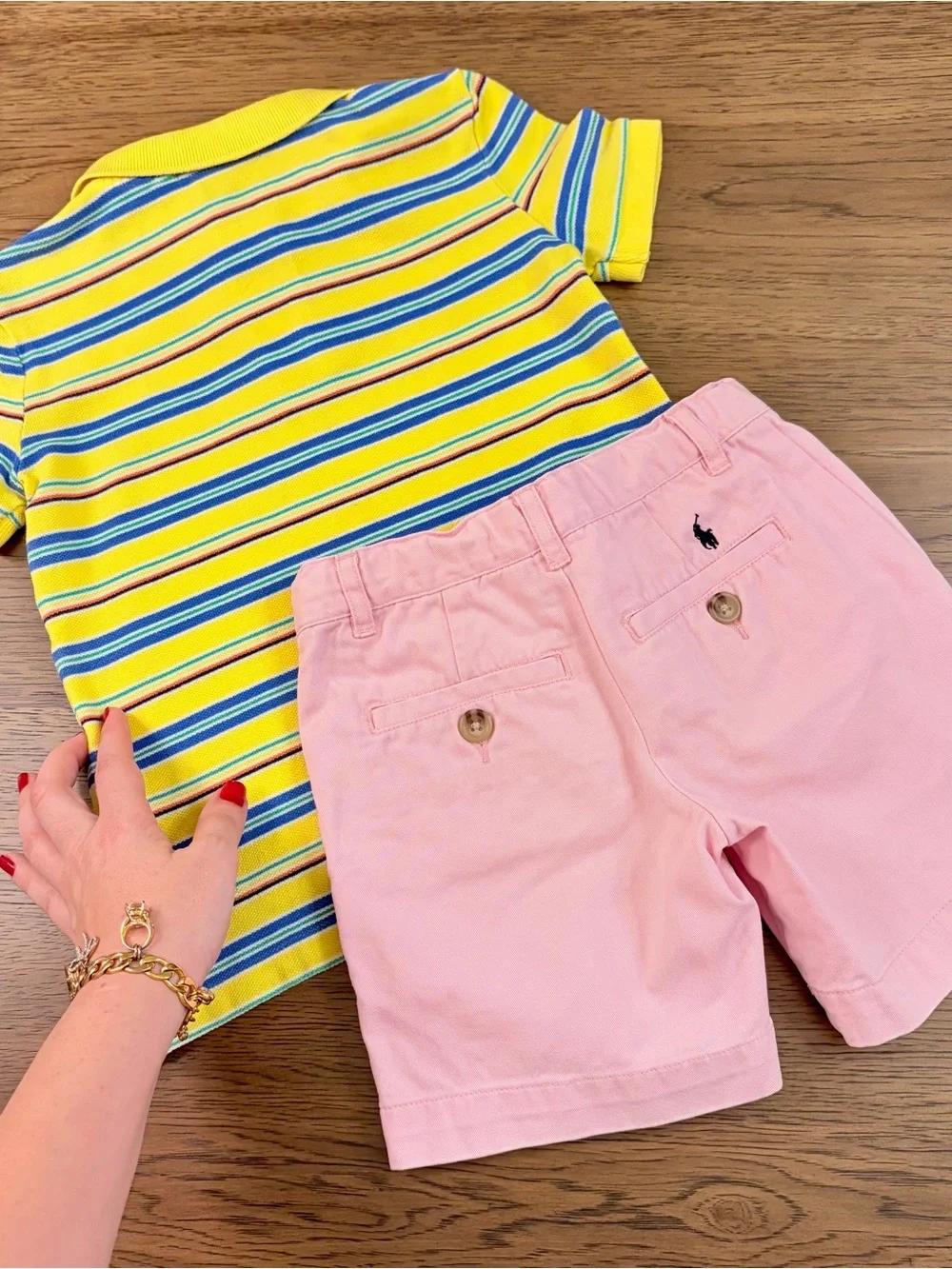 2-3 Years Polo Ralph Lauren Boys Set Polo Shirt Shorts Pink Yellow T-Shirt Pony